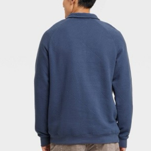 Goodfellow & Co - Men's Quilted Snap Pullover Sweatshirt Blue Various Sizes - Picture 11 of 11